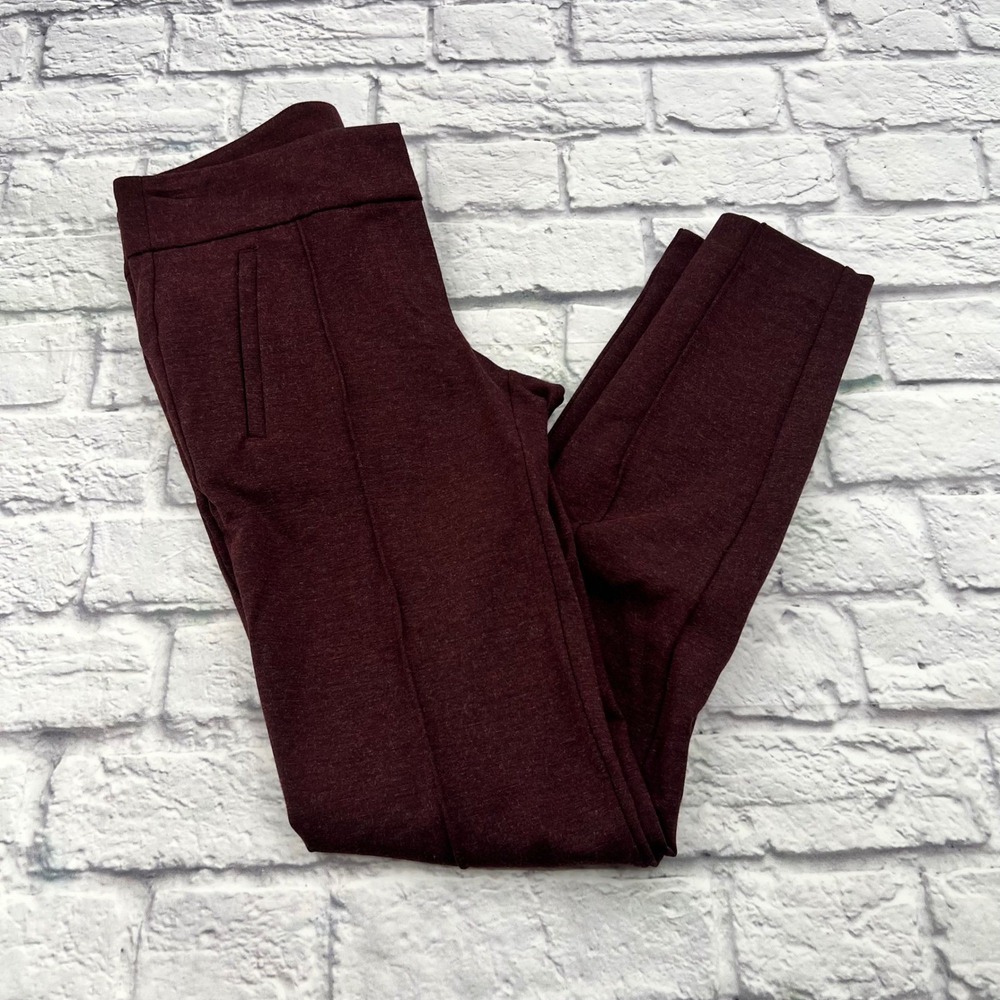 Ann Taylor Loft 2 Purple Grape Pants Ponte Skinny Leggings 4 Pocket Zipper Pants
